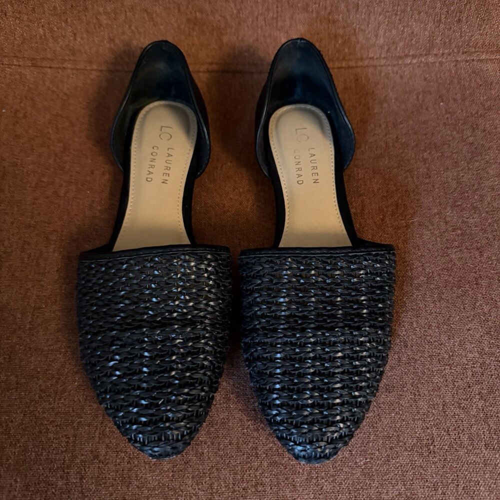 Lauren Conrad Black Woven Pointed Toe Flats for Women